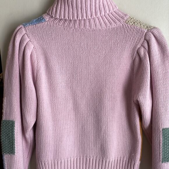 LoveShackFancy Allan Appliquéd Patchwork Knitted  Turtleneck Sweater - Picture 11 of 16